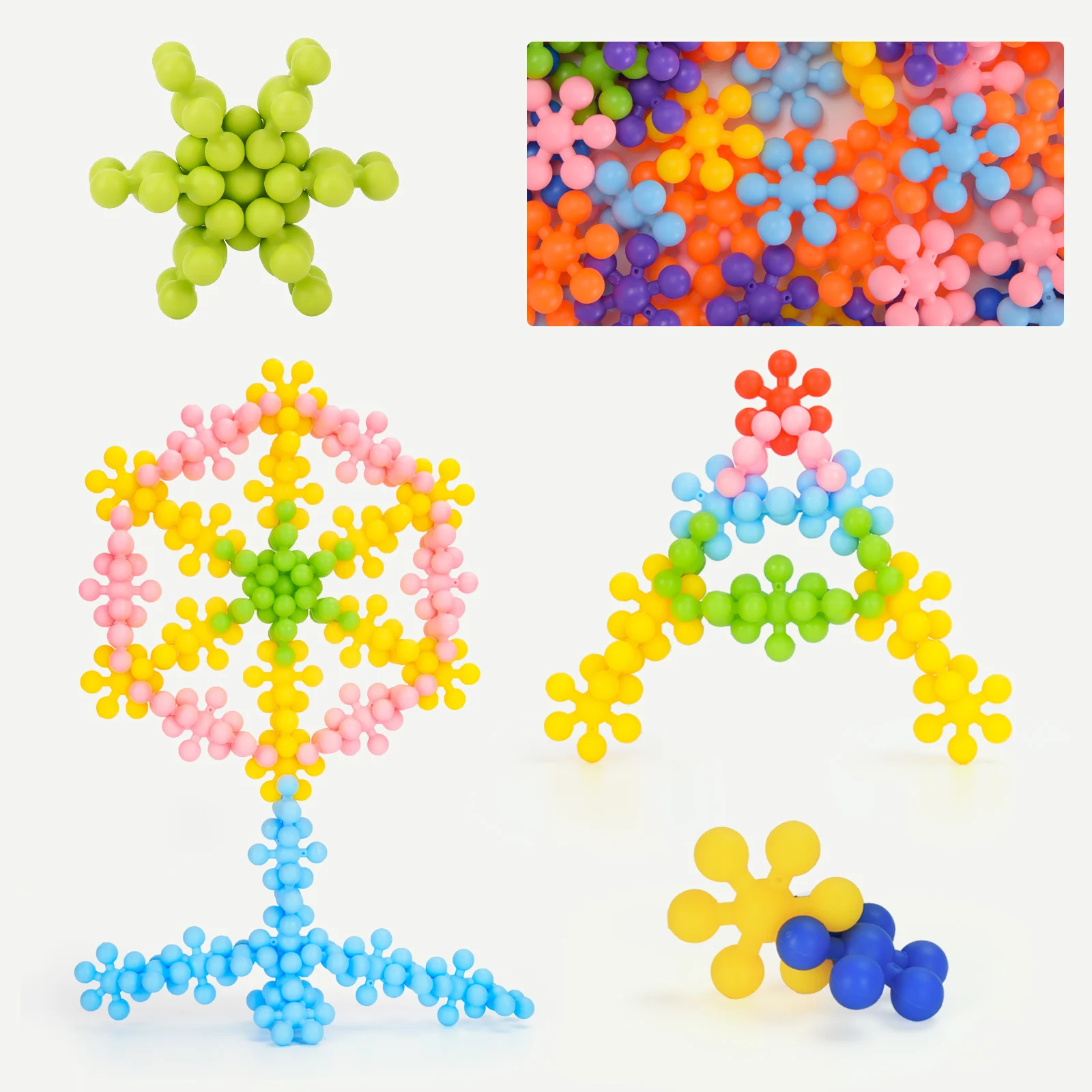 Children\'s 3D snowflake flake plum blossom building block rotatable toy