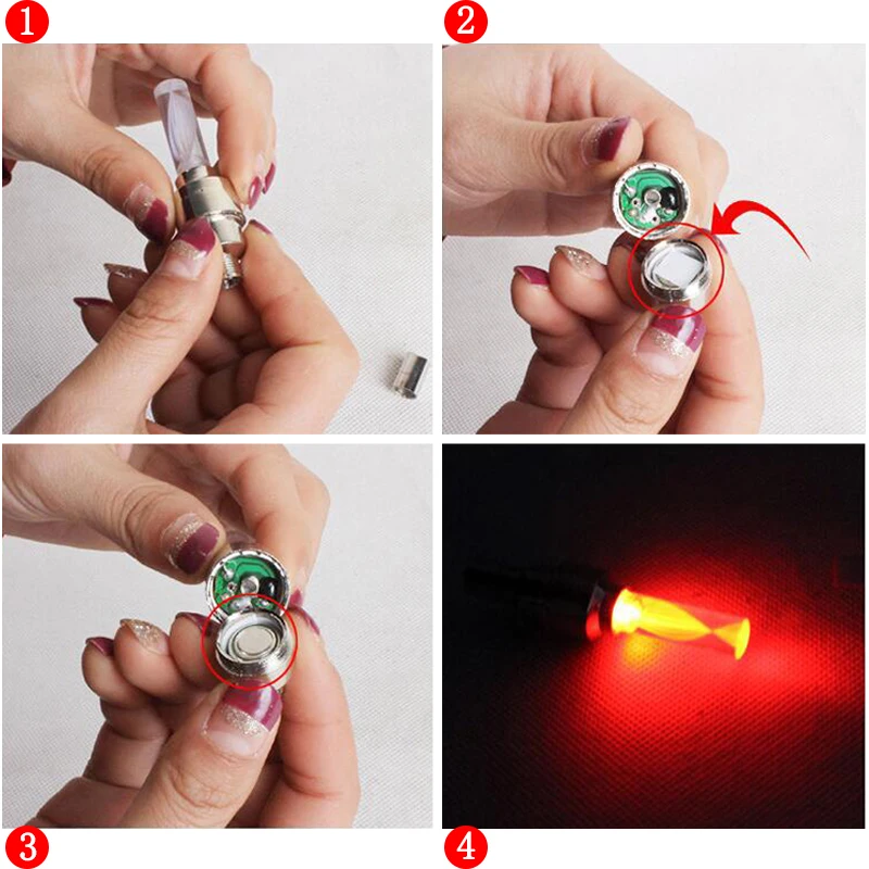 Car Motorcycle Tire Valve Caps Lights Neon LED Flash Lamp Universal Fluorescent Bar Auto Tyre Wheel Light Car Accessories 2/4Pcs