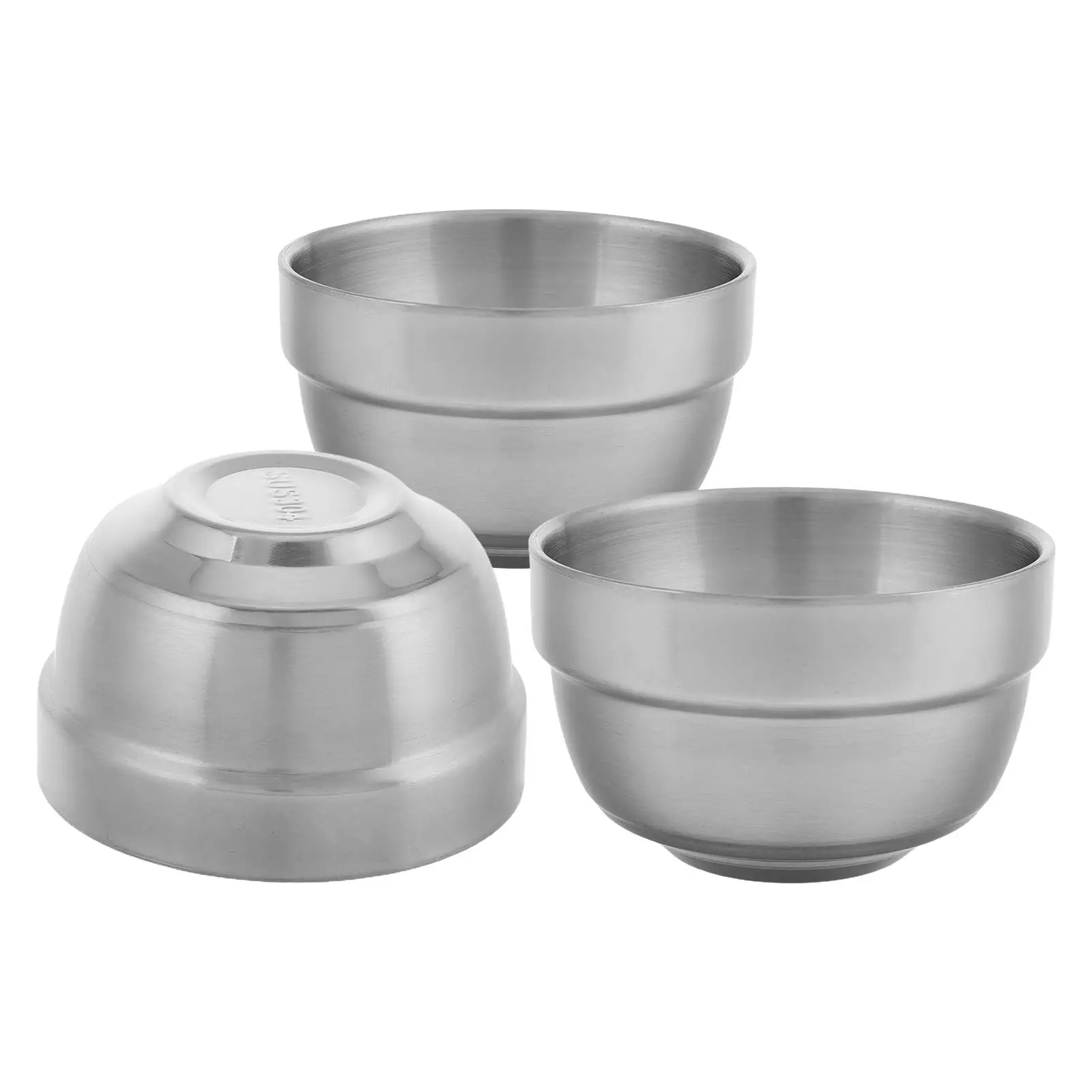3 Pcs Stainless Steel White Glass Freezer Glasses Cup Shot Beer Metal Drinking Camping