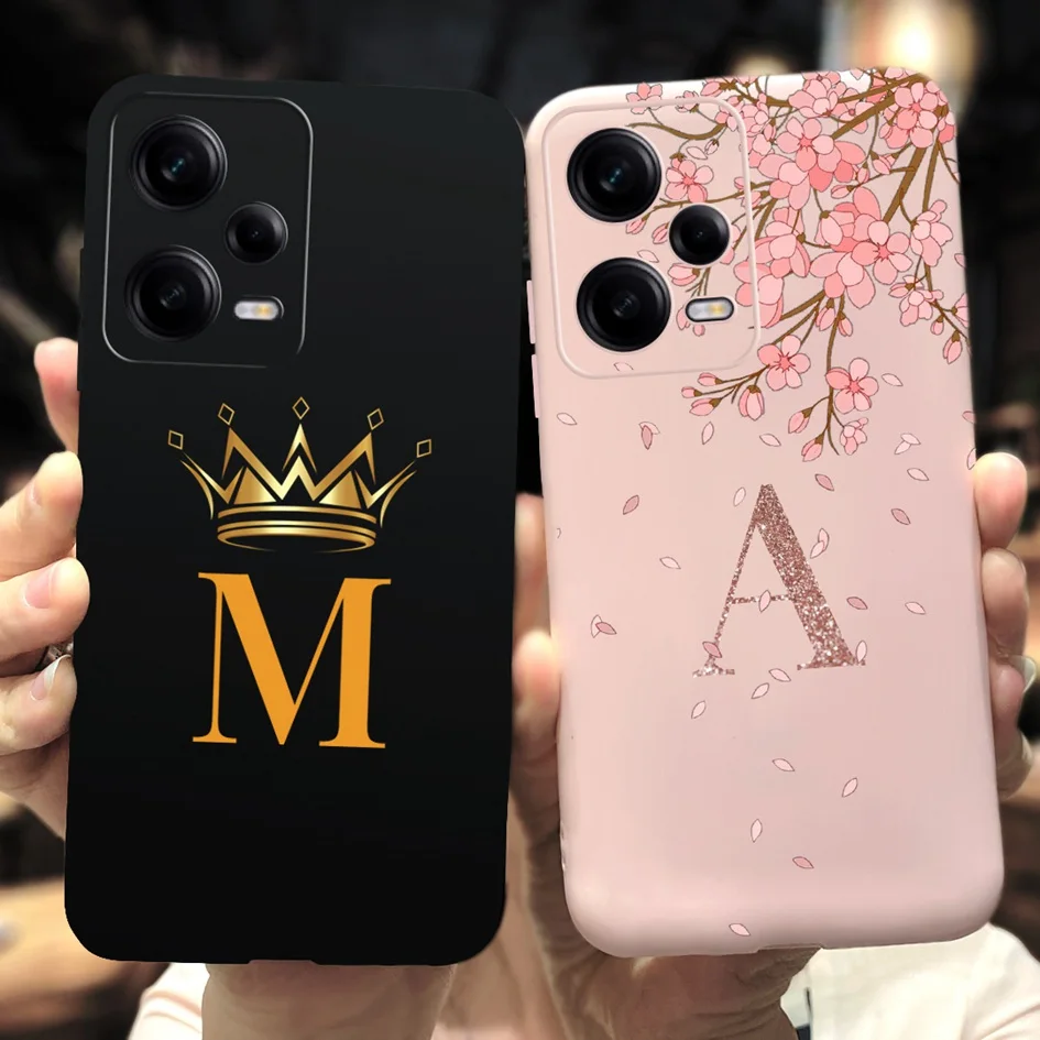 Case For Xiaomi Redmi Note 12 Pro Letters Phone Case Fashion Pink Black Silicone Cover For Xiaomi Redmi Note12 Pro Plus 5G Funda