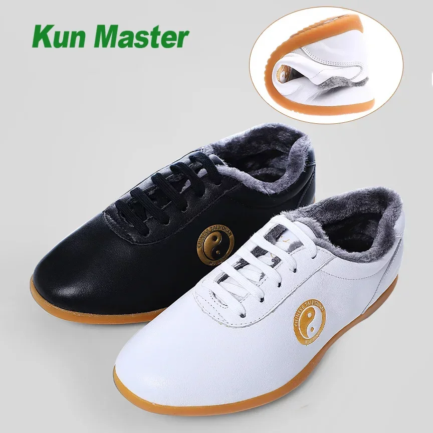 Winter Warm Genuine Leather Kung Fu Tai Chi Shoes Martial Art Shoes Sneakers Soft Cowhide Free Flexible Sole Men Women 2022