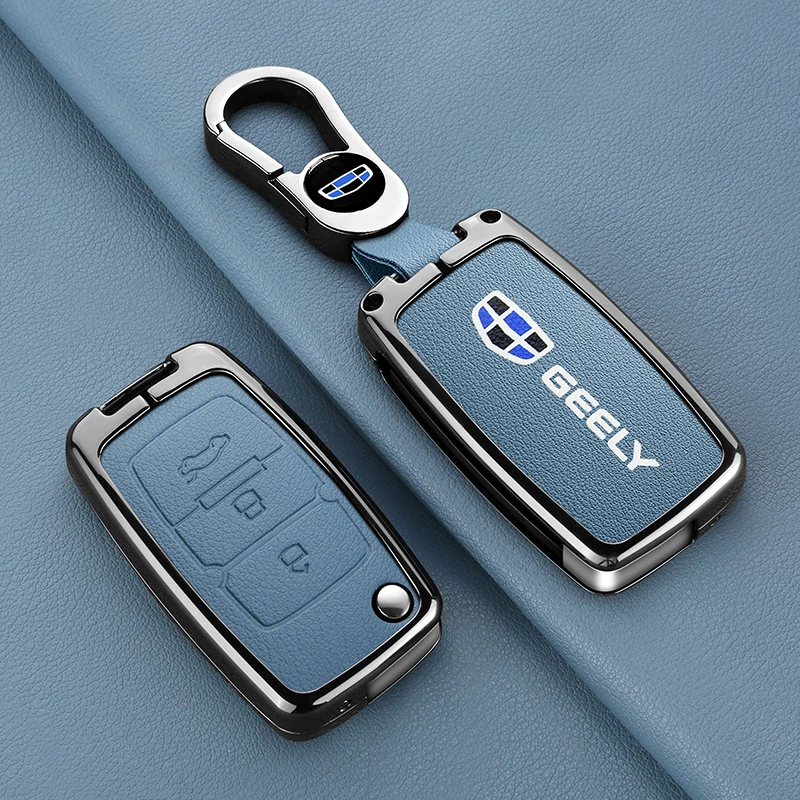 Car Key Case Geely Emgrand EU 7 EC7 EC715 EC718 EC7-RV EC715 EC718-RV GC5 GC6 EC8 SL Keychain Zinc Alloy Leather Car Key Case