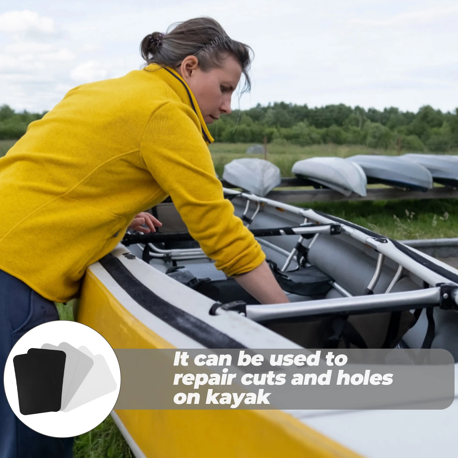 

6Pcs Kayak Repair Patches PVC Material Inflatable Boat Patches Waterproof Easy to Use Kit Kayak Repair Patch