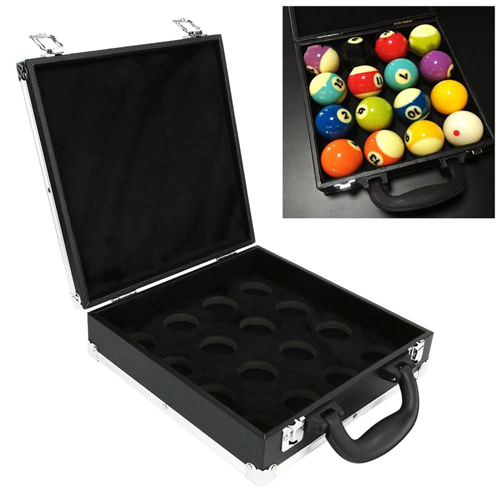 Billiard Balls Storage Case Snooker Billiard Balls Storage Box Pool Carrying Case Accessory with Carry Handle