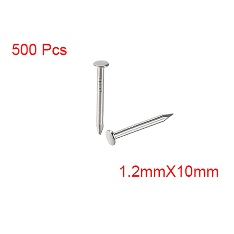 

500pcs 1.2x10mm Tiny Nails Carbon Steel Small Mini Round Head Nail Stud for Jewelry Chest Box Case Hinge Furniture Drum Pictures