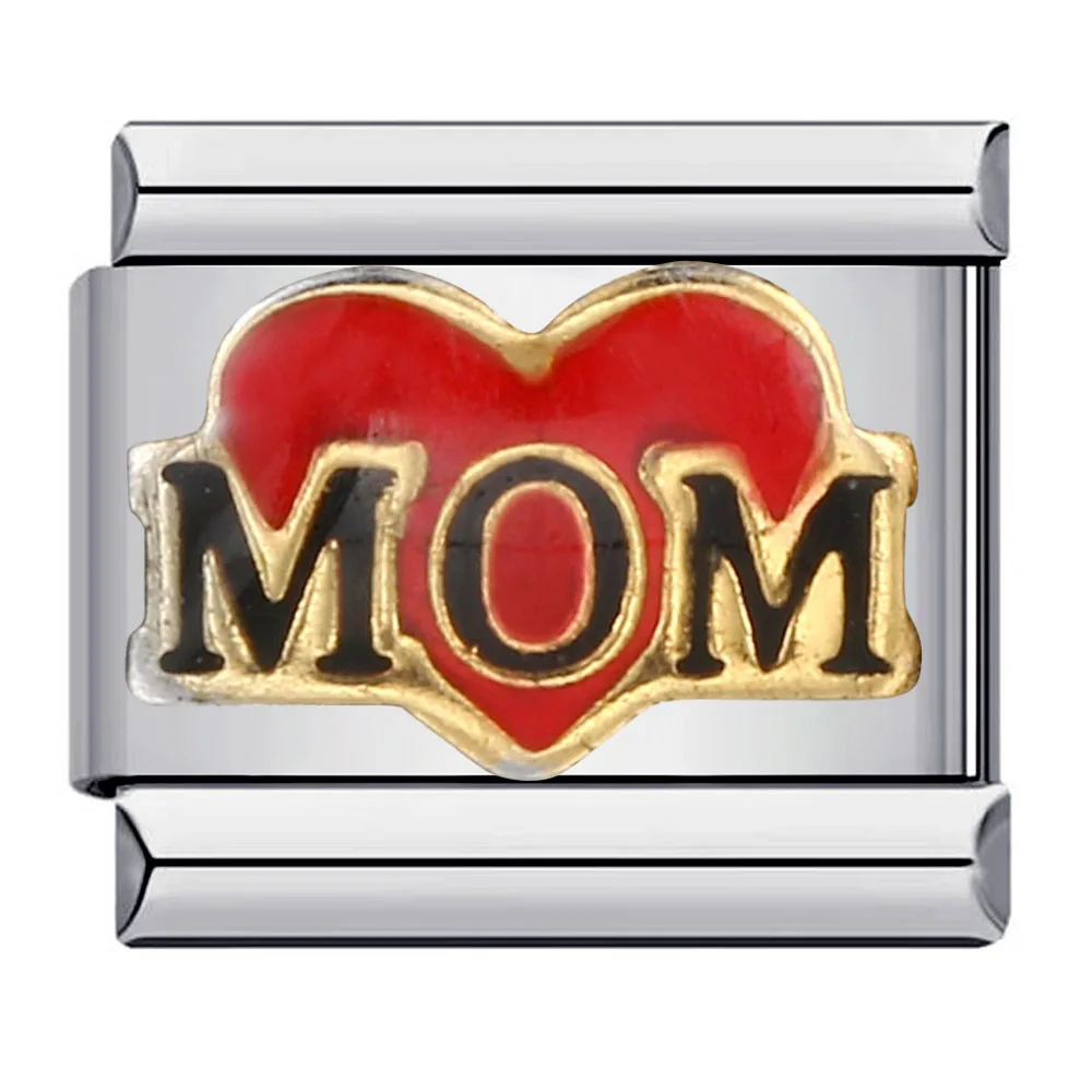 WG 1pc Italian Charm Mother\'s Day Series Bracelet 9mm Modular Italian Charm Bracelet Links Handmade DIY Jewelry Gifts