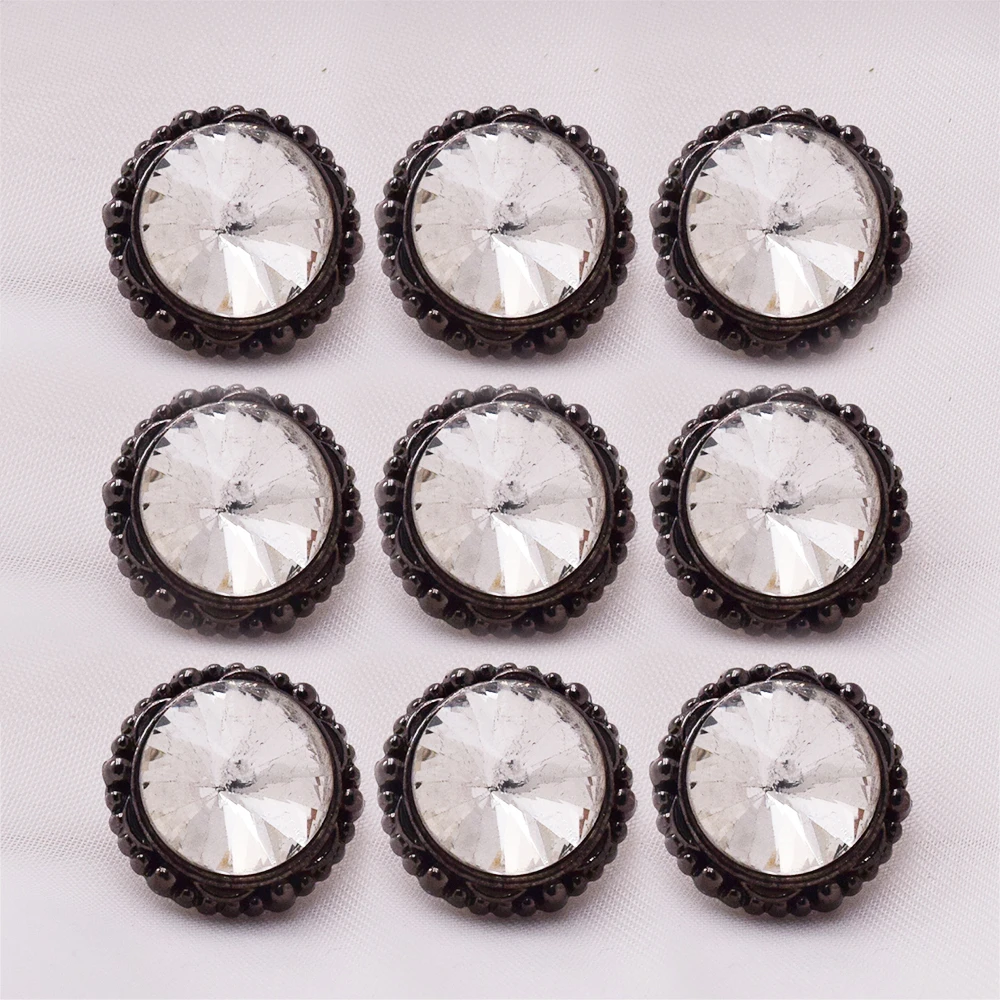 

10 vintage rhinestone buttons 15mm outerwear dress Metal handle button diy fashion shirt embellishments Sewing accessories
