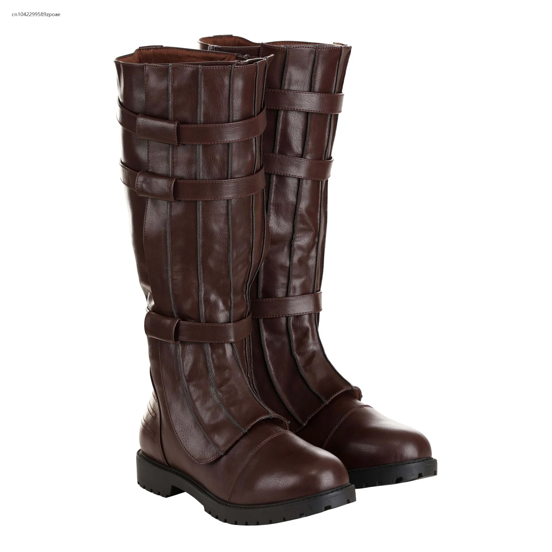 bottes-steampunk-medievales-en-cuir-pu-pour-homme-adulte-chaussures-de-force-rider-noires-pour-cosplay-d'halloween