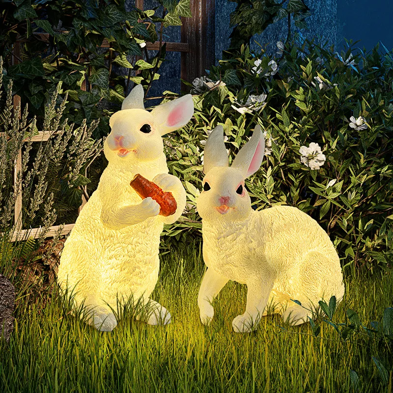 

IP65 Rated Outdoor Fiberglass Rabbit Lights For Halloween Garden Decor