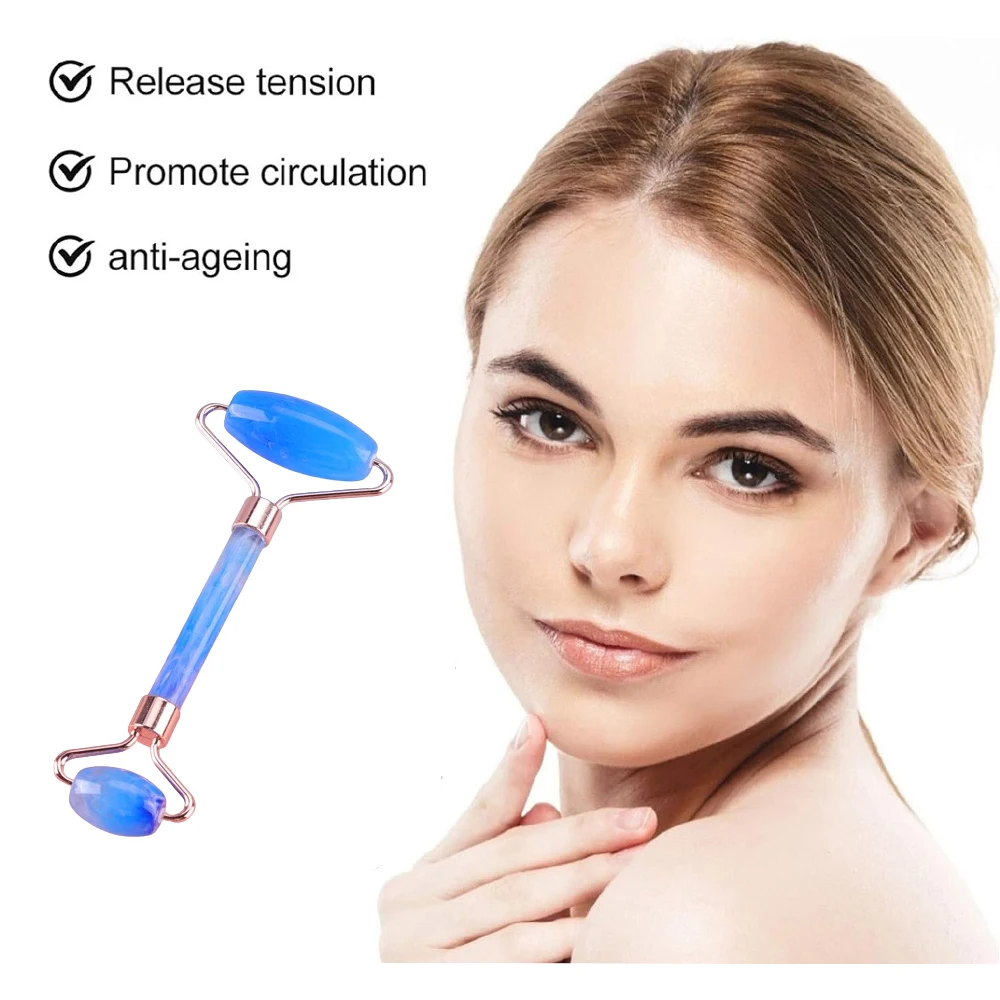 1PCS ดอกไม้ฝนหินลูกกลิ้งนวดหน้า Beauty Skin Care เครื่องมือลูกกลิ้งนวดสําหรับใบหน้าคอกลับ