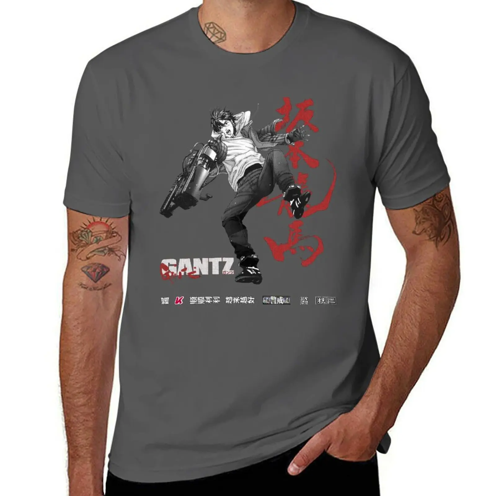 

GANTZ, ガンツ , ANIME RED, BLACK AND WHITE T-Shirt Soft Durable Cotton T-Shirt