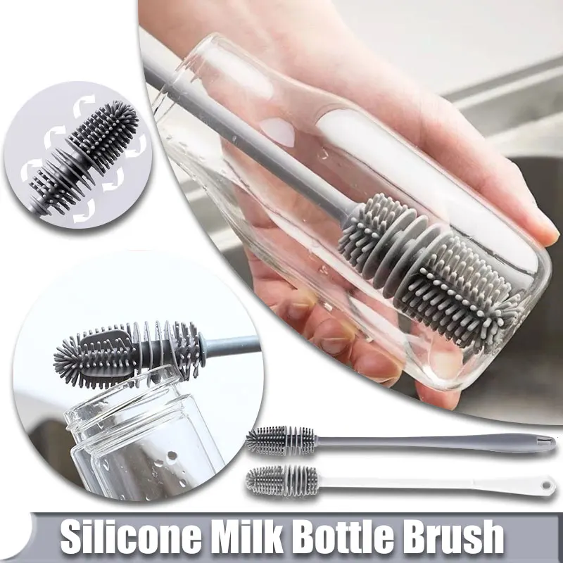 

Silicone Milk Bottle Cleaning Brush Scrubber Glass Cup Cleaner Kitchen Clean Tool Long Handle Wineglass Milk Bottle Clean Brush