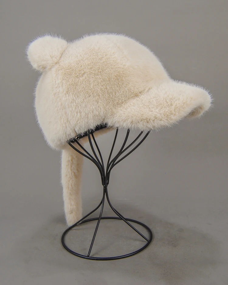 Plüschmütze für Erwachsene, Kinder und Jugendliche, für Pendler, mit Kunstfell-Schwanz, russische Wintermütze, wärmende Baseballkappe, Mützen für Damen. – Detail 16