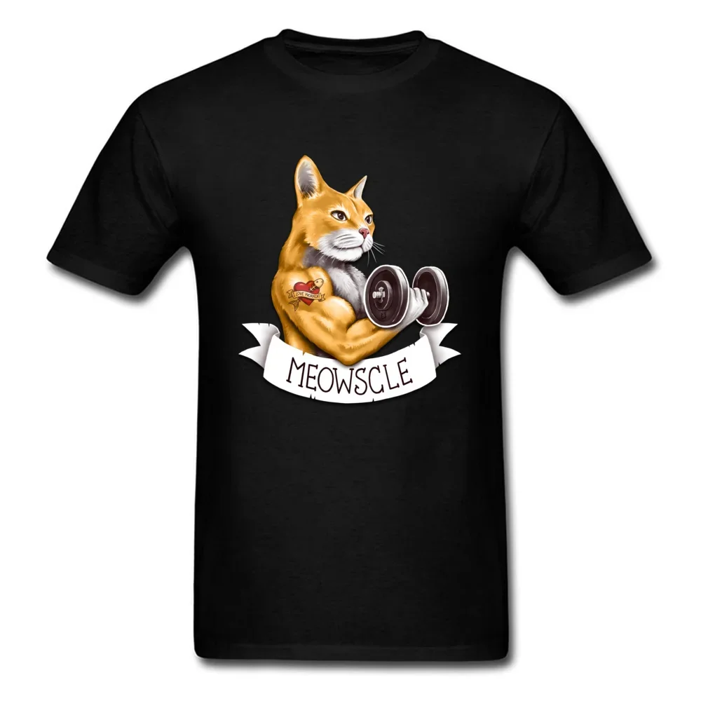 

Funny Meowscle Cat Deadlift Gym Muscle Training T-Shirt 100% Cotton O-Neck Summer Short Sleeve Casual Mens T-shirt Size S-3XL