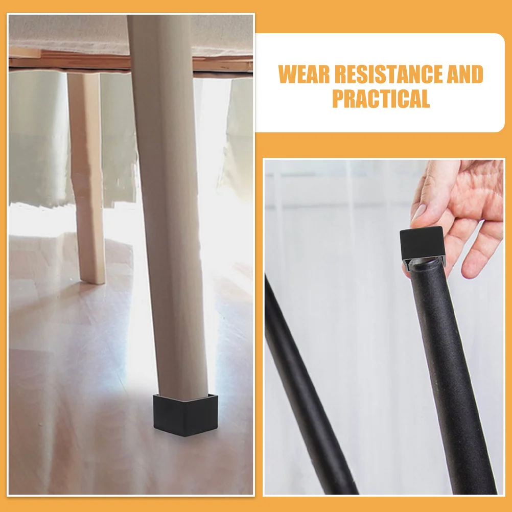 

8pcs Furniture Leg Pads Table Chair Floor Protectors Black PP Sliders Risers Extenders