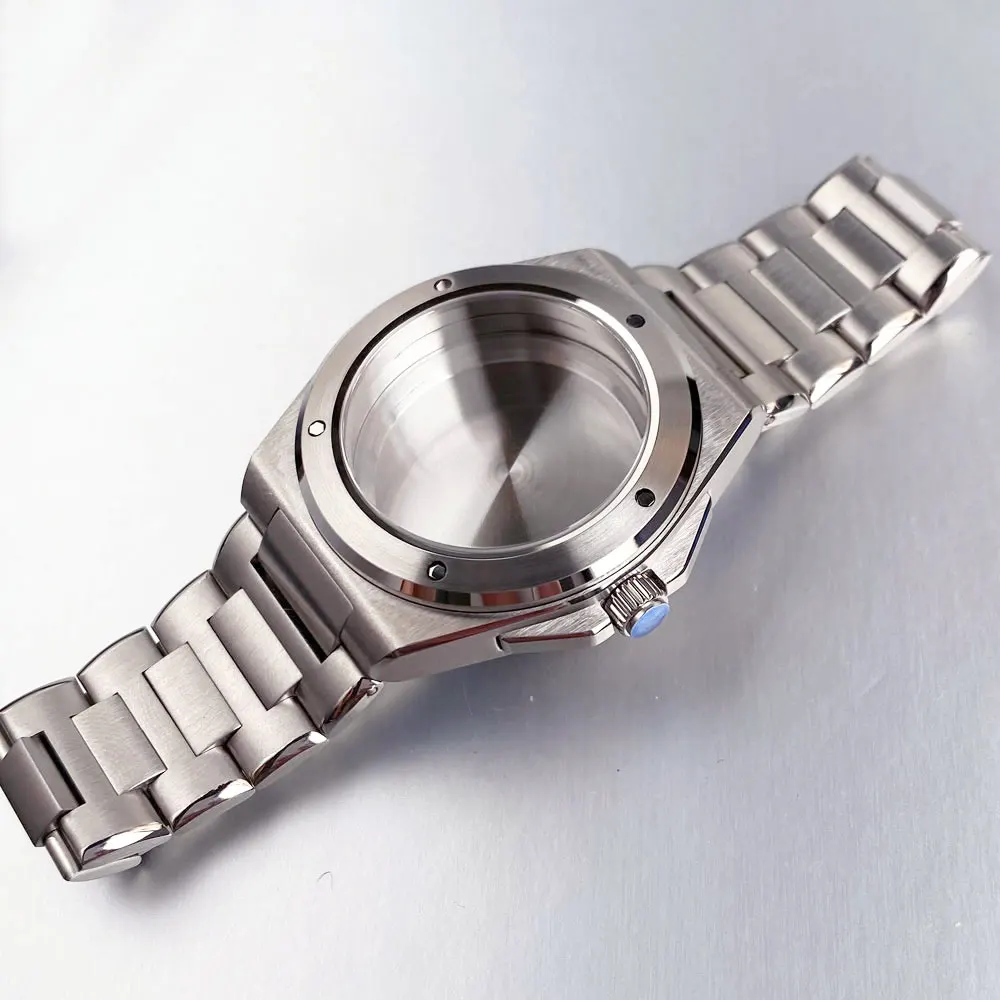 Caja de reloj de buceo de zafiro de 40mm compatible con movimiento NH35 NH36 NH34 pulsera para hombre banda de goma 200m reemplazo de reloj impermeable