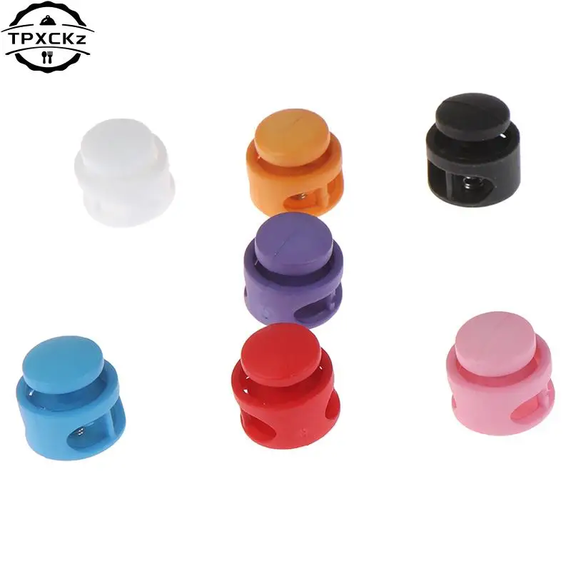 12pcs Double Hole Spring Cord Lock Round Ball Shaped Toggle Stoppers Stop Sliding Cord Fasteners Locks Buttons Ends Replacement