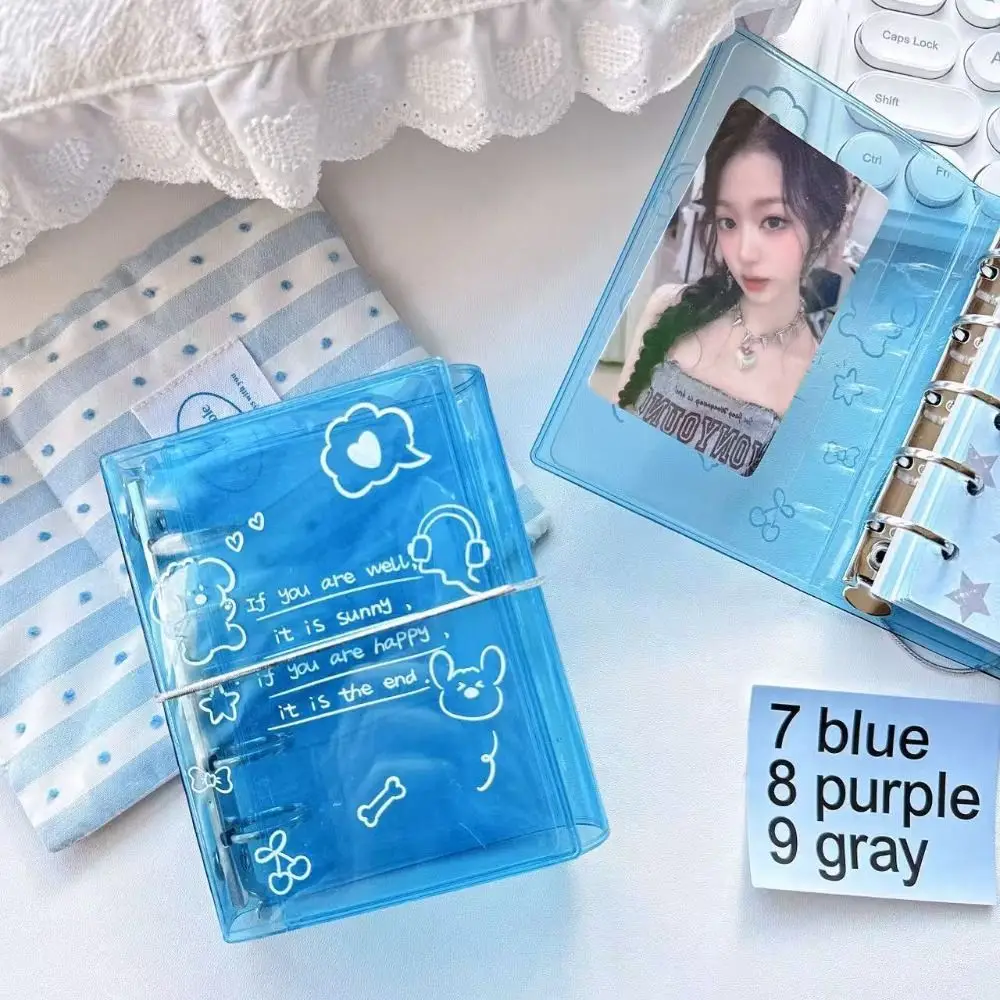 INS PVC Photocard Holder Three Folding M5 Photocard Binder Cute Puppy Idol Card Collection Book Kpop Idol Card