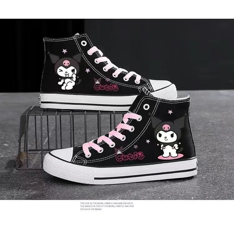 Sanrio Sanrio Kuromi Cartoon Canvas Shoes My Melody Print Cute High Top Couple Sneakers Korean Version Versatile Shoes for Women