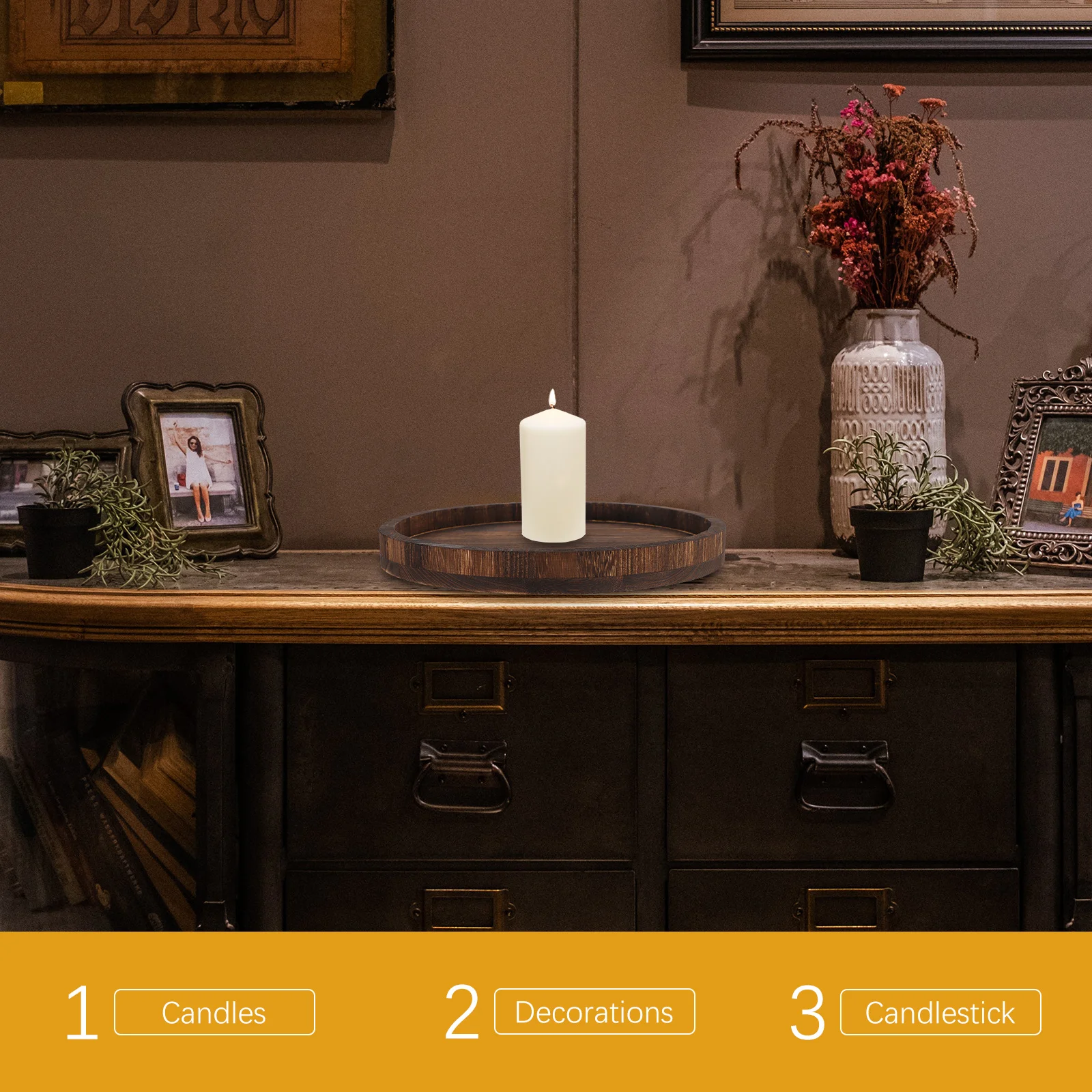 

Holder Natural Rustic Tea Light Tray Table Stick Holder Decor For Home Wedding Party Wood Candlesticks