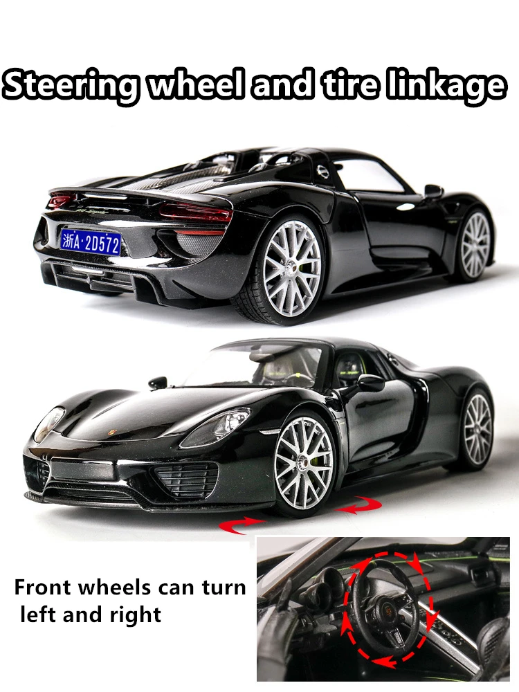 Welly 1:24 Porsche 918 Car Alloy Car Model Simulation Car Decoration Collection Gift Toy Die Casting Model Boy Toy