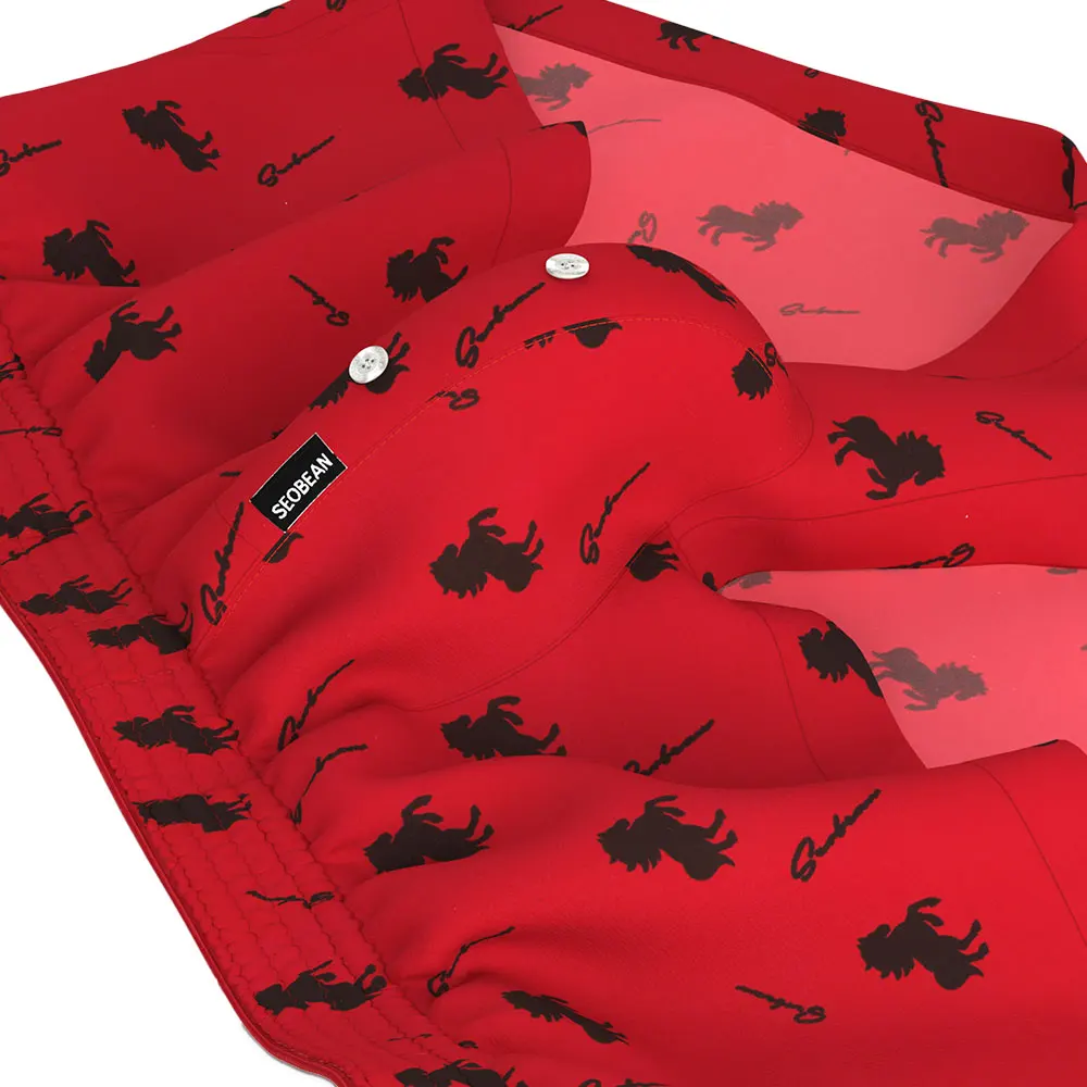 Seobean Men's Novelty Print Boxer Shorts Button Fly Soft Breathable Fabric Elastic Waistband Comfortable Loungewear Underwear view 5