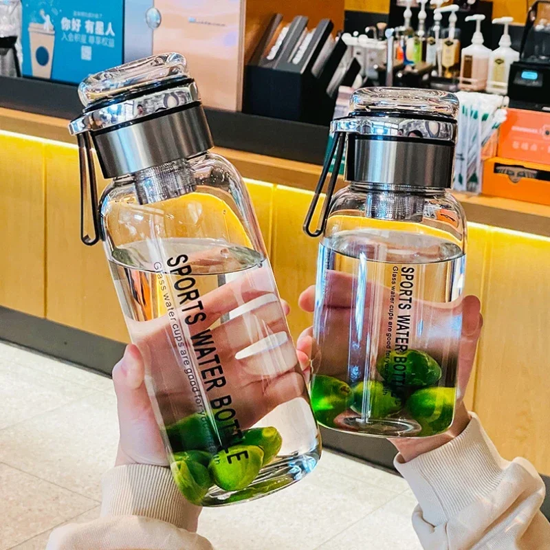 1500ML/2000ML Large Capacity High Borosilicate Glass Cup for Tea Water Separation Transparent Juice Cup Outdoor Portable