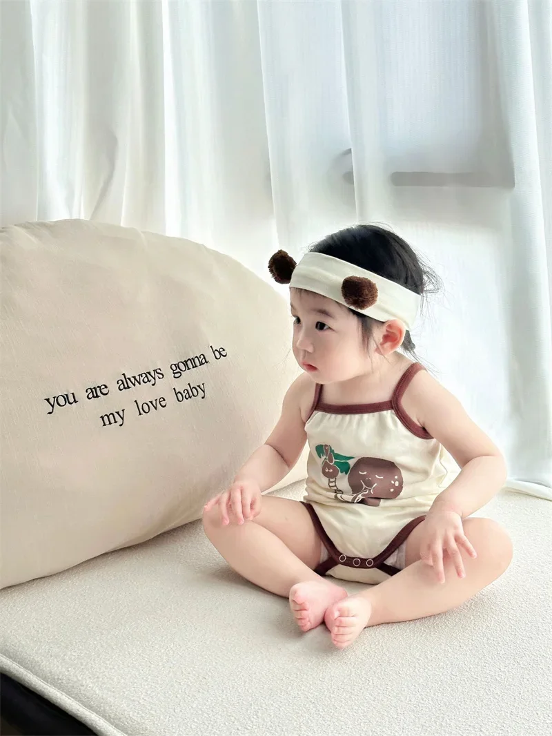 

Summer Baby Clothes Rompers Boys Girls Bodysuit Cotton Funny Coconut Overall Sling Onesie Korean Cartoon Jumpsuits Baby Outfits