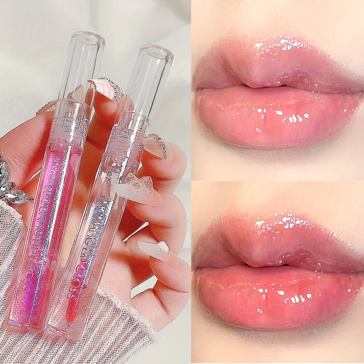 Lipgloss Rijke microglitter hydraterende en hydraterende spiegellipglazuur lippenbalsem Gekleurde lippenstift met flits