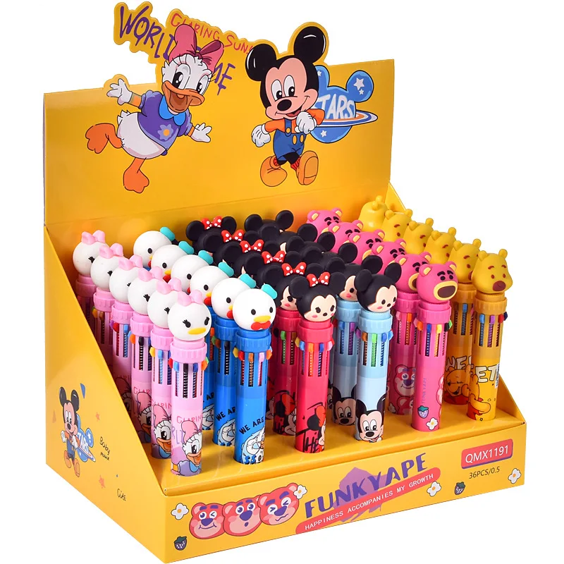 

36pcs/lot Disney Creative Mouse Duck Bear 10 Colors Gel Pen Cute 0.7mm Ball Pens Promotional Gift Office School Supplies