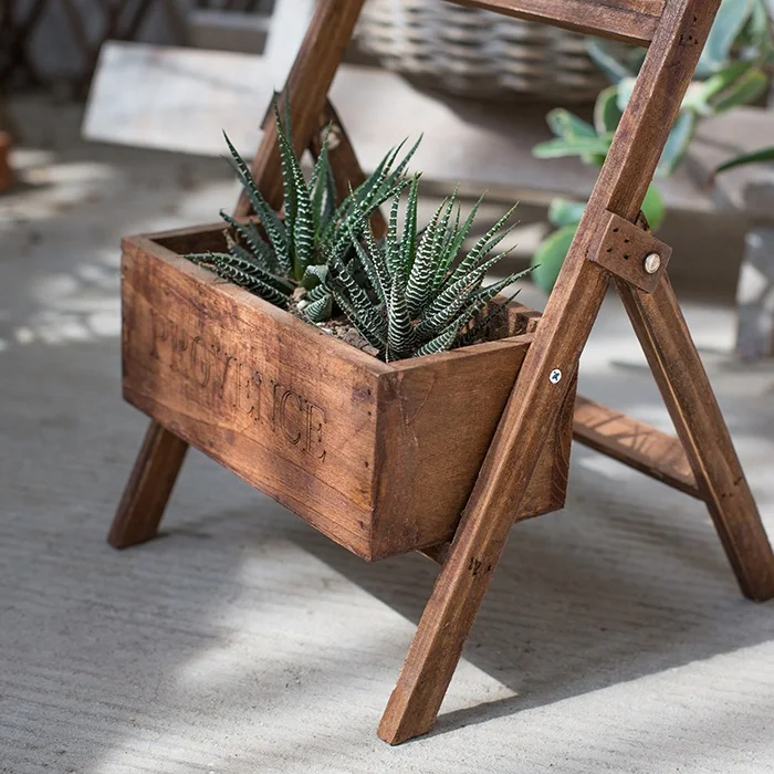 Soporte de madera Para Plantas, soporte de exhibición de flores Retro con pizarra Para interiores y exteriores, Estantes creativos Para Plantas,