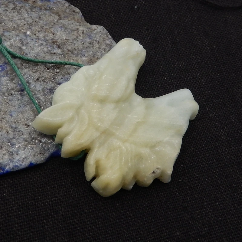 Natural Amazonite Carved Horse Head Pendant Bead,Semiprecious Fashion Jewelry, Necklace Accessories, 42x40x8mm, 23g