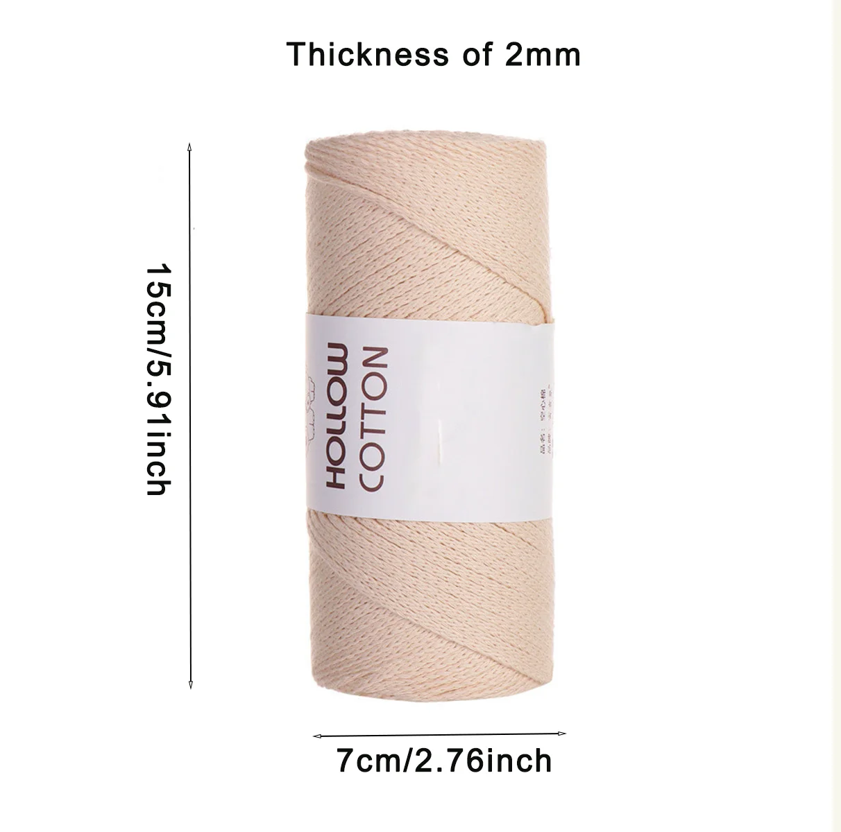 Hollow Cotton Rope Thread 2mm Round Strand Yarn 100% Cotton Japanese Style Cotton  DIY Woven Round Rope Hook Woven Bag Hat Coast