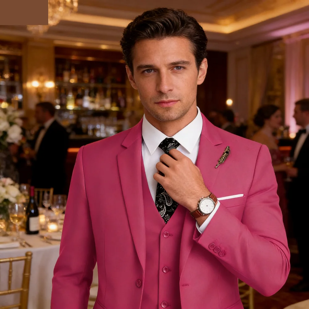 

High-Quality Slim Fit Black Men's Suit Luxury Elegant Business Wedding Fashion Clothing Conjunt