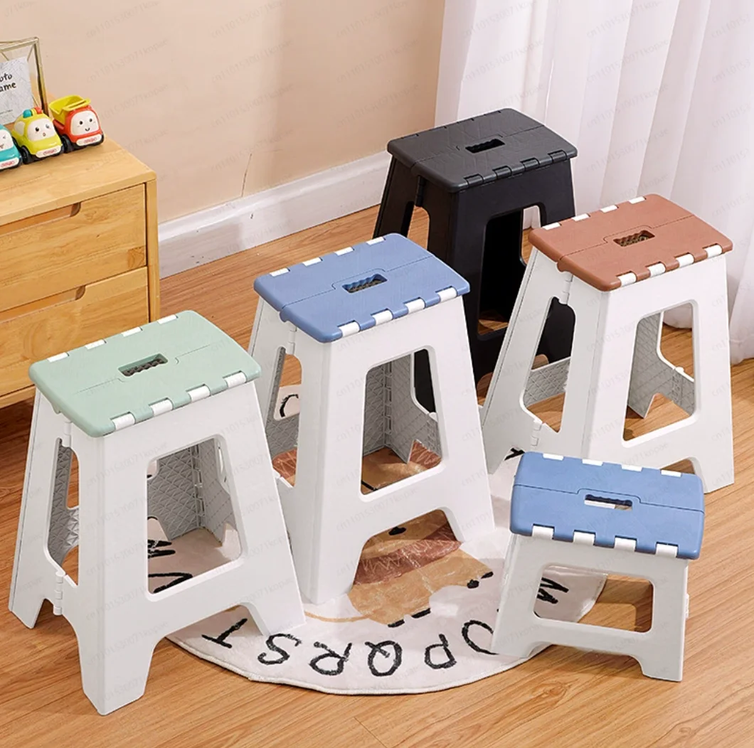 Portable Outdoor Folding Stool High Dining Chair Plastic Thickened Bathroom Small Bench