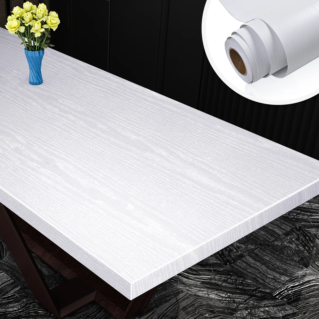 Papel de Contacto grueso, Adhesivo de pared de vinilo impermeable, papel tapiz autoadhesivo extraíble para pared en rollo, color negro