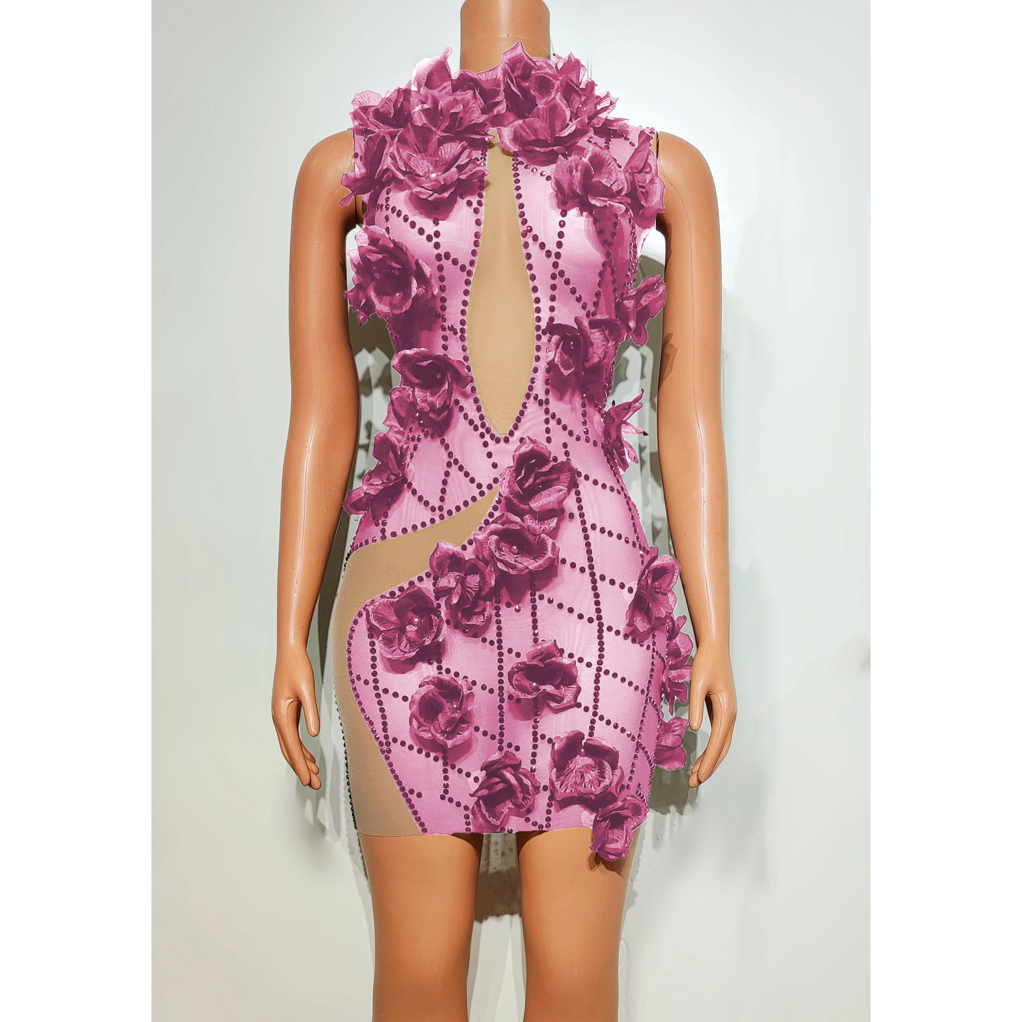 Strój do tańca gogo dla kobiet, kostium na imprezę tematyczną, do klubu nocnego, baru, rave'u, dopasowana sukienka w kwiaty, seksowny strój na występy sceniczne, model yj271