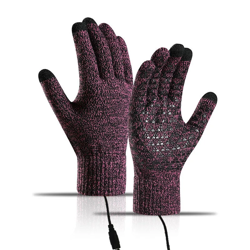 USB Heated Glove for Women Men Mitten Hand Warmers Winter Warm Heating Rechargable Washable Knitting Touchscreen Outdoor Indoor