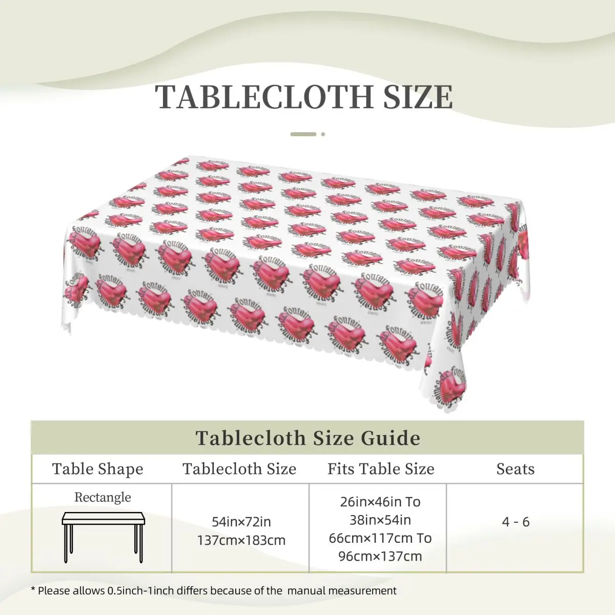 Fontaines DC Romance Custom Rectangular Tablecloth Waterproof Table Cover for Dining Events Table Cloth