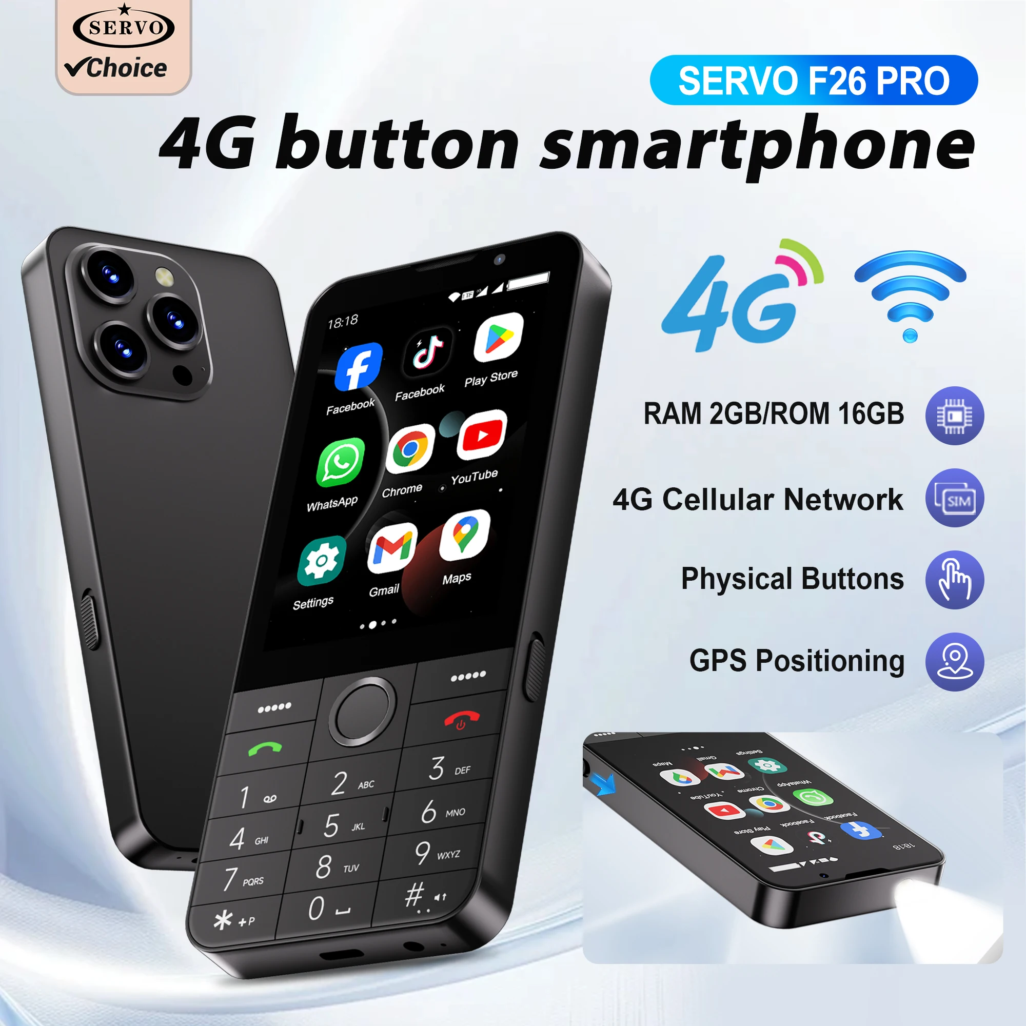 SERVO F26 PRO Button Smartphone 4G LTE Touch Screen 3.5