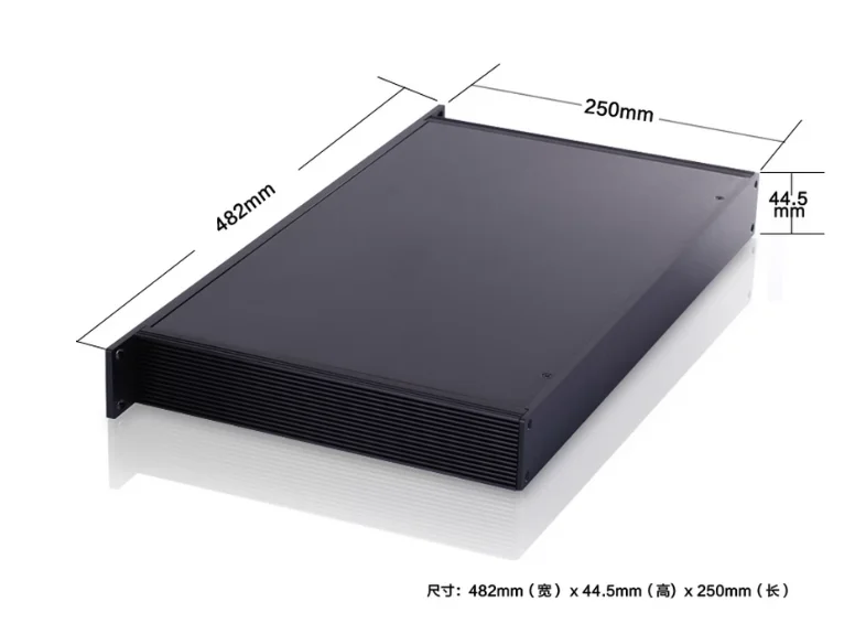 Rack mount 1U chassis 19 inch instrument PC case itx aluminum box black 19 inch rack case 482*44.5*200mm