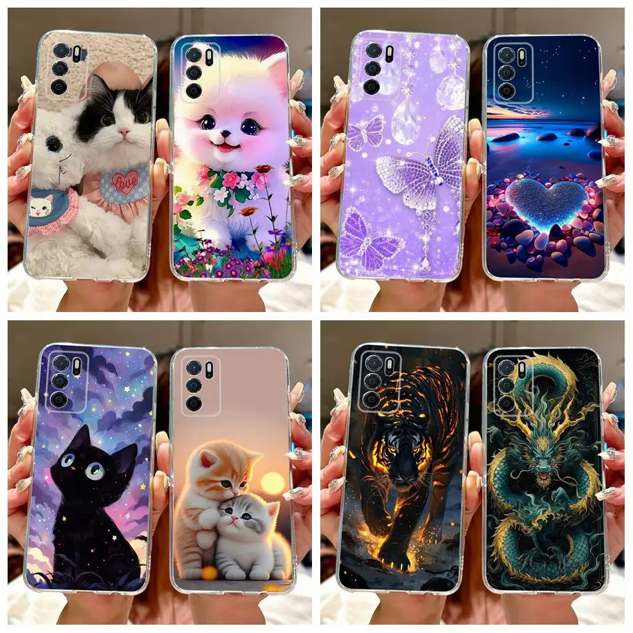 For OPPO A16S Case CPH2271 Silicone Cover Cool Spider Tiger Dragon Soft Clear Protective Shells For OPPO A54S A16 CPH2273 Bumper