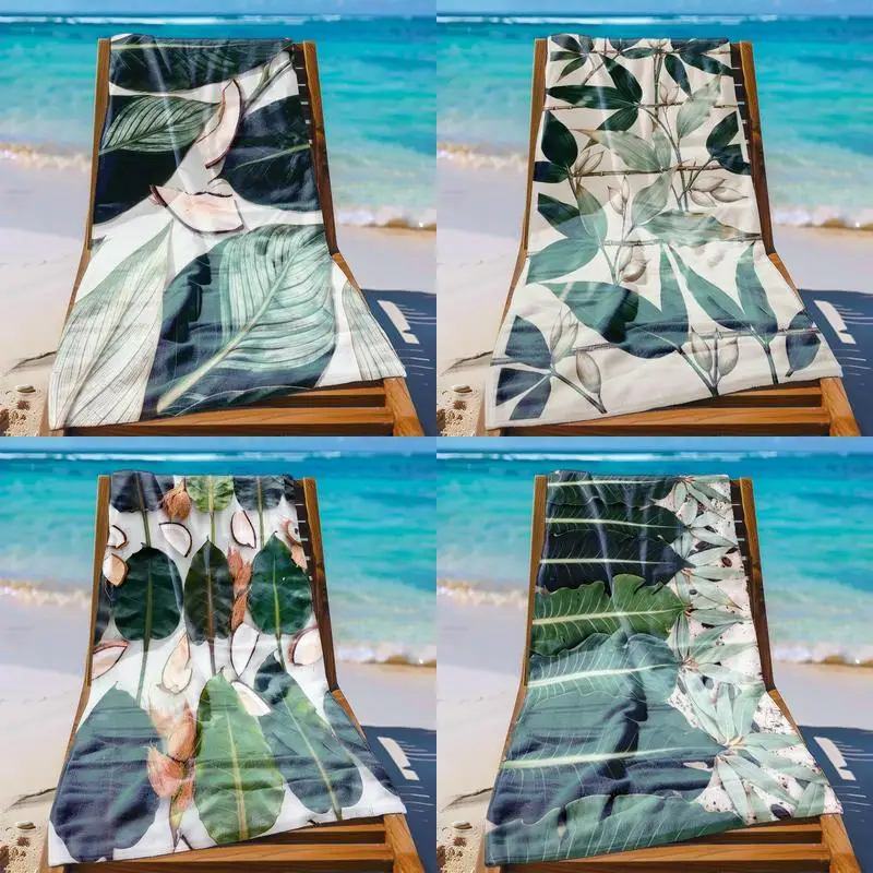 

Пляжное полотенце с узором в виде тропических листьев, защищающее от солнца и ветра, подходит для бассейна, кемпинга, путешествий, как одеяло.