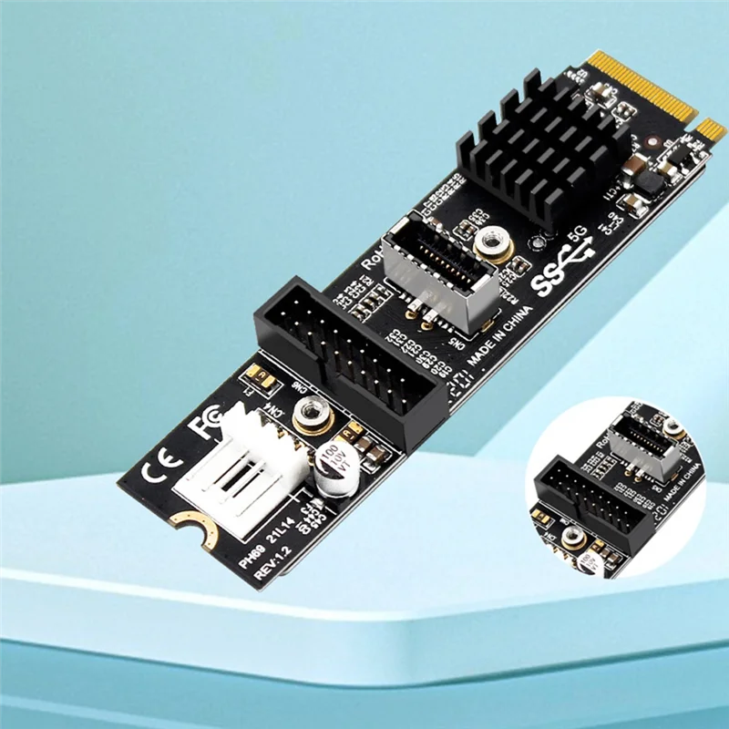 

A08E-M.2 PCI E To USB3.0 TYPE-C+19/20P Interface Expansion Card Graphic Video Card Extender M2 To PCI-E Transfer Mining Riser