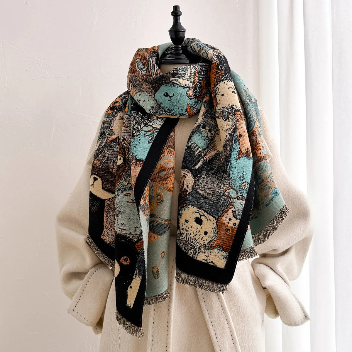 ผ้าพันคอแคชเมียร์เทียมสำหรับผู - Shawl Wrap Winter บทวิจารณ์และราคา