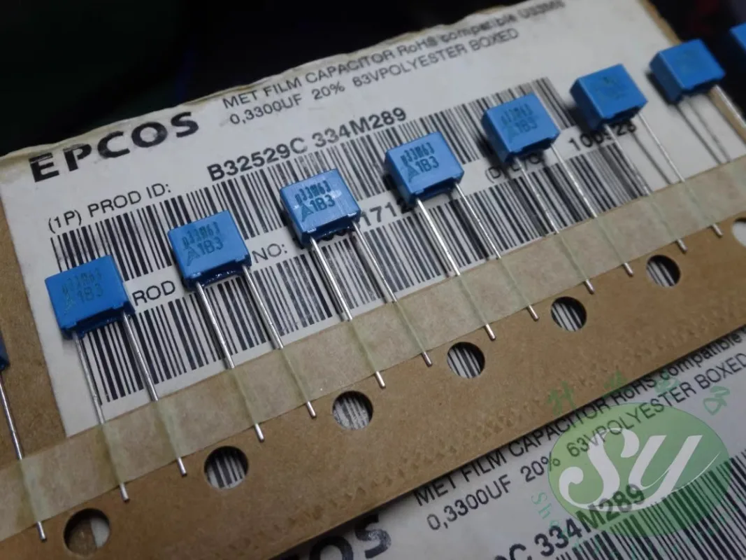 20PCS EPCOS 0.33uf/63v 330nf u33 334 New 5MM thin film capacitor B32529C334M289