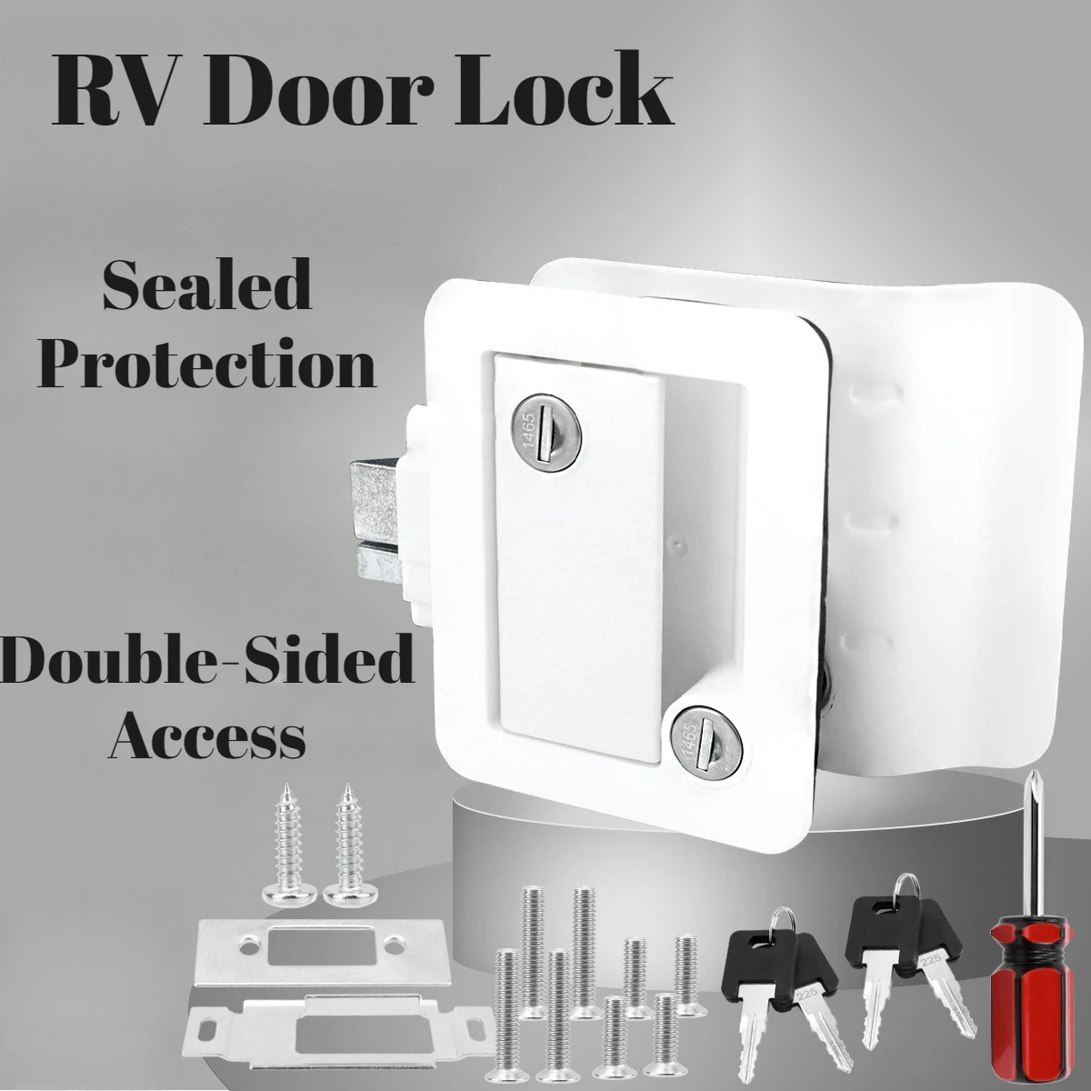 

RV Modification Door Latch Lock Heavy-Duty Metal Panel Lock Inside-Outside Accessible Smooth Complete Lock Kit Campers Trailers