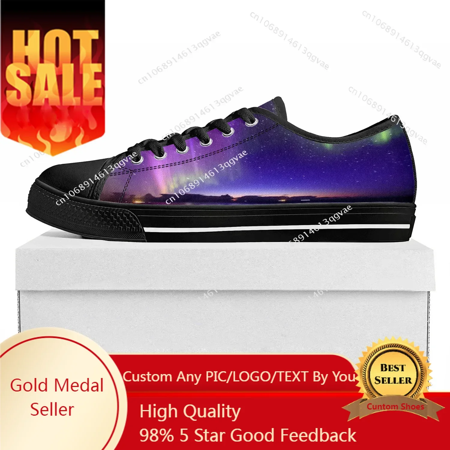 

Northern Lights Low Top Sneakers Womens Mens Teenager High Quality Sneaker Canvas Custom Made Shoes Couple Customize Shoe Black