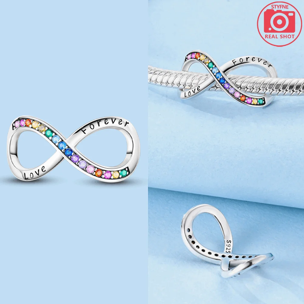 925 Sterling Silver Infinity Love Charms Beads Fit Original Bracelets Bag Keychain Earring Pendant Diy Women Jewelry Gift