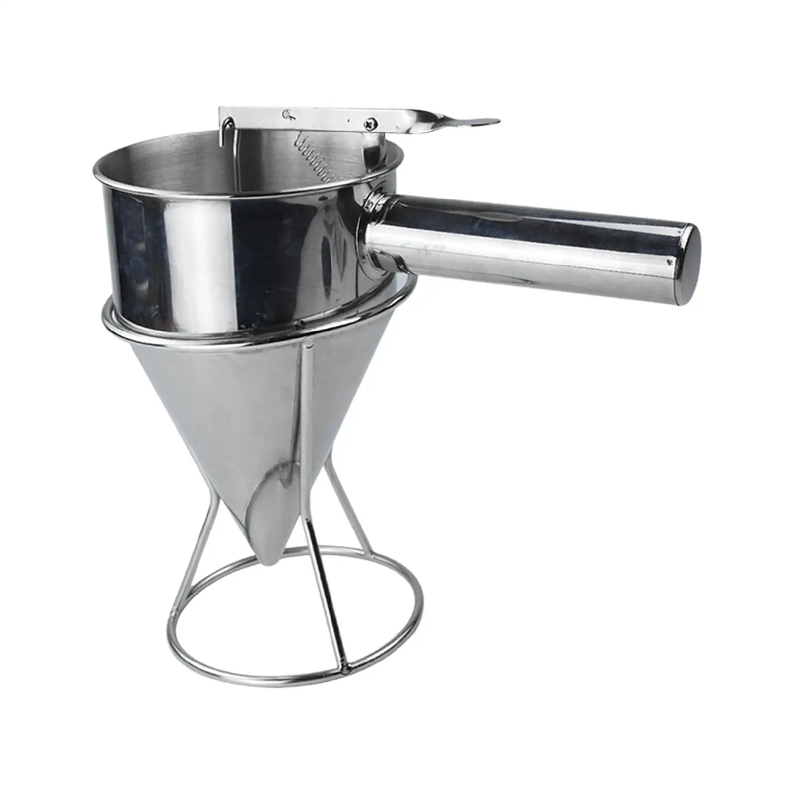 Stainless Steel Pastry Funnel Batter Pourer with Stopper Stand for Cupcake Octopus Balls Creative Baking Essentials